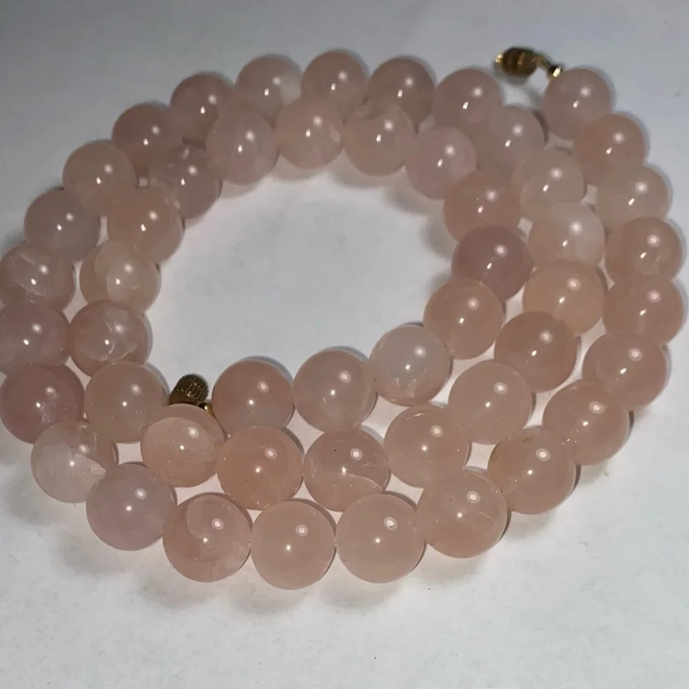 Rose Quartz bead estate necklace. 332.6 g 1970’s vintage. HEAVY!! - Picture 4 of 7